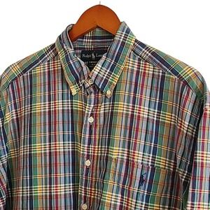 Ralph Lauren Blake Button Down Short Sleeve Shirt Size XL Cotton Plaid